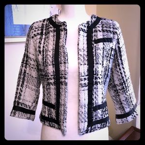 LUXE Arden B tweed jacket. Black and white. Size M